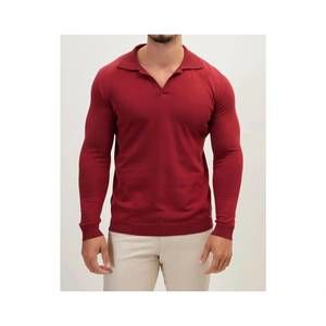 NEW RON TOMSON johnny collar sweater polo in burgundy